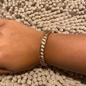 Stella and Dot Rose Gold and Leather Bracelet